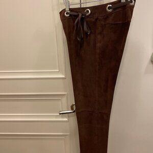 Elements by Vakko Leather Straight-Leg Pants